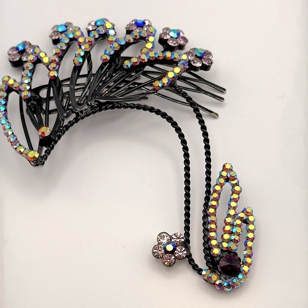 Art Deco Crystal Rhinestone Hair Comb Vintage Accessory - Picture 4 of 6